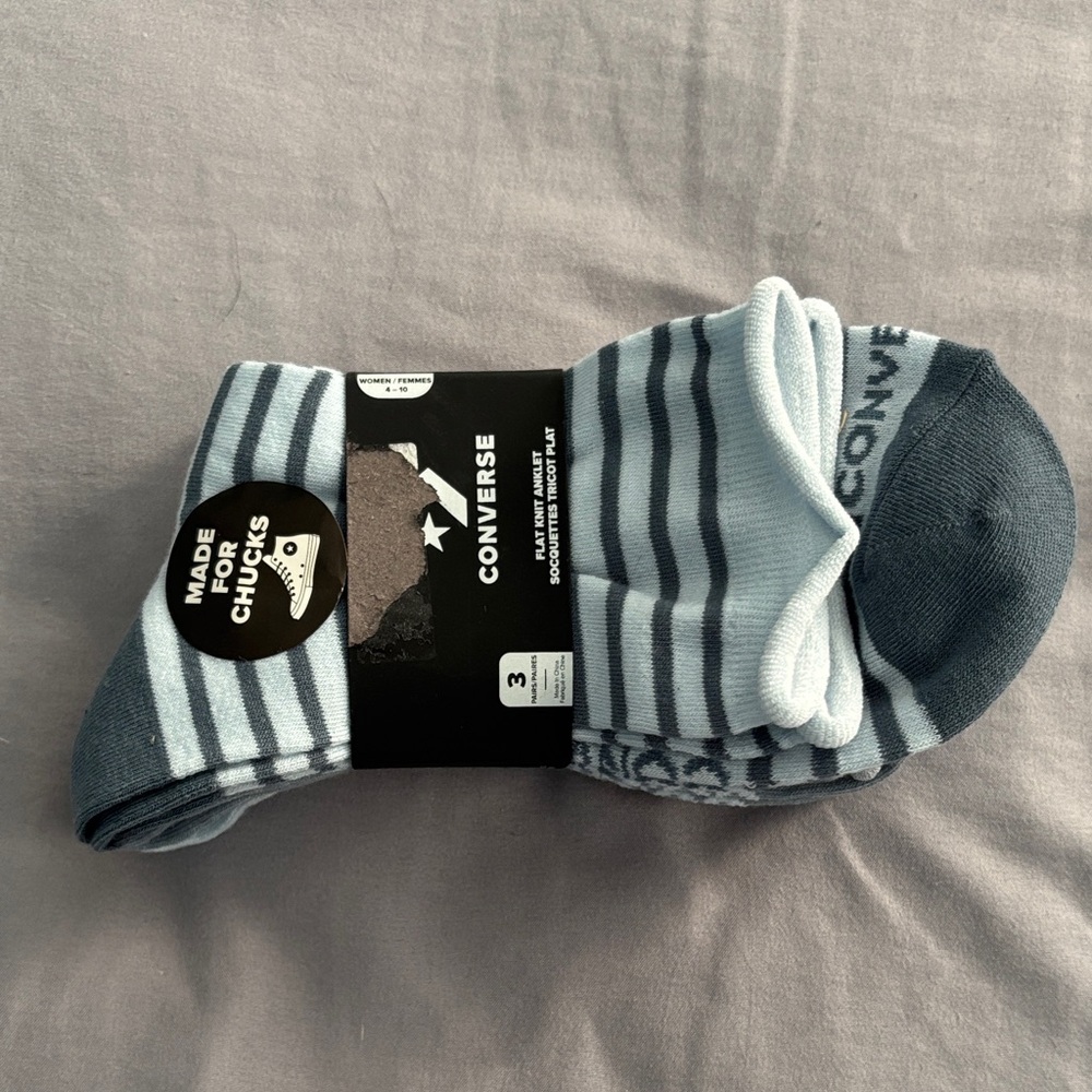 Converse Anklet Striped Blue Socks Trio